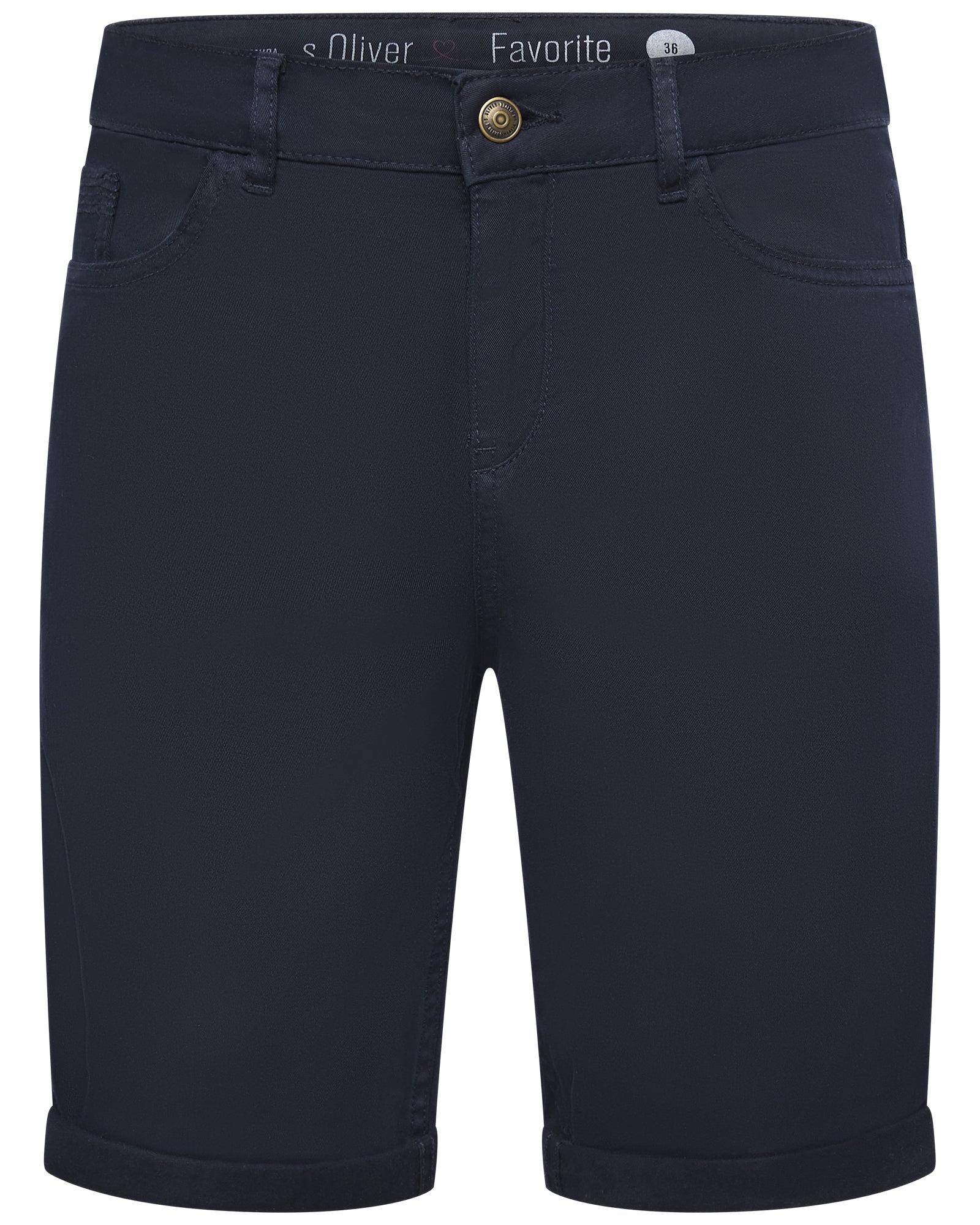s.Oliver Damen Bermuda Shorts Straight Leg – Sommerhose in Navy, Beige & Weiß