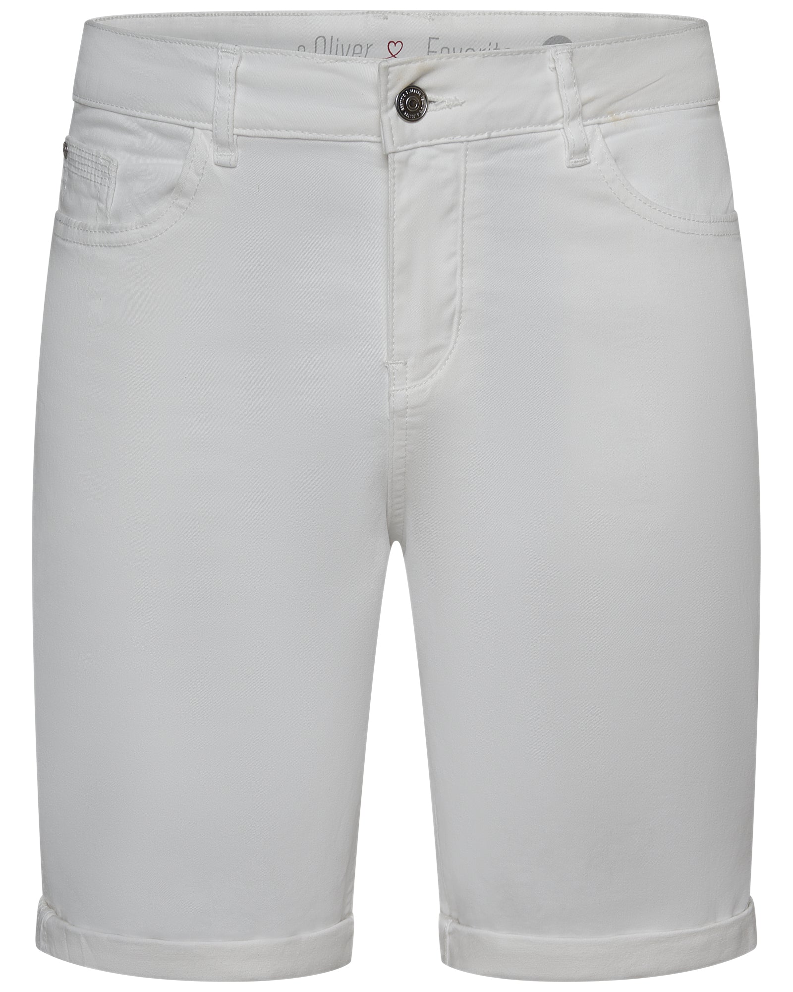 s.Oliver Damen Bermuda Shorts Straight Leg – Sommerhose in Navy, Beige & Weiß
